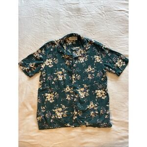 Abercrombie &Finch Men's Shirt Med Multi Summer Linen Blend Floral Boxy Relaxed